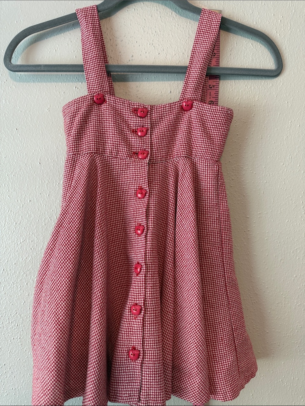 Vintage 80’s-90’s Plum Pudding Girls' Red Gingham with Apple Buttons